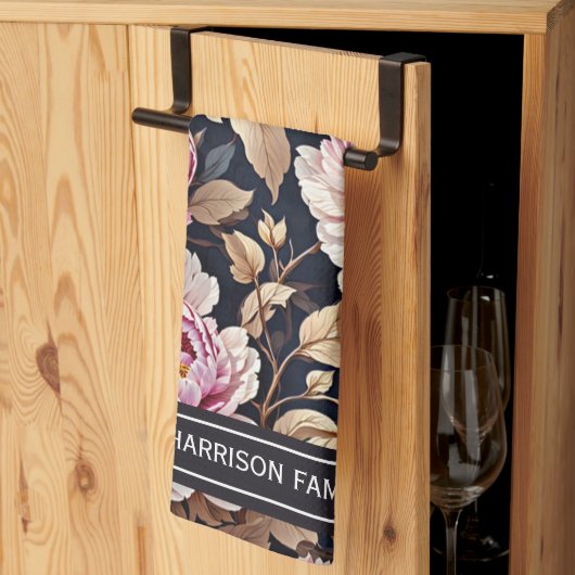 Elegant Welkom Blush Roze Pioen Bloemen Theedoek (Derde Gevouwen)