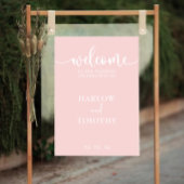 Elegant Welkom Bruiloft Roze wit Kalligrafie Foto Afdruk