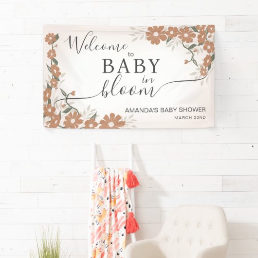 Elegant welkom Daisy Baby in Bloom Baby shower Spandoek (Insitu)