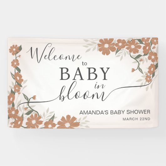 Elegant welkom Daisy Baby in Bloom Baby shower Spandoek (Horizontaal)
