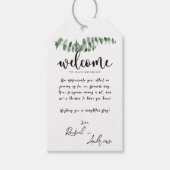 Elegant Welkom Eucalyptus waterverf Bruiloft Cadeaulabel (Voorkant)
