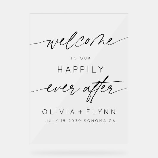 Elegant welkom in onze gelukkig ooit na Frosted Acryl Bord (Voorkant)