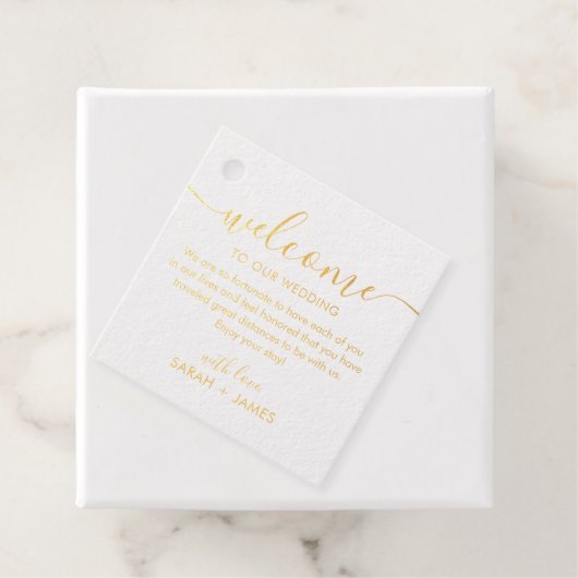 Elegant Welkom in onze trouwwelkomsttas Bedankjes Labels (Met doos)