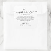 Elegant Welkom in onze trouwwelkomsttas Vierkante Sticker (Tas)