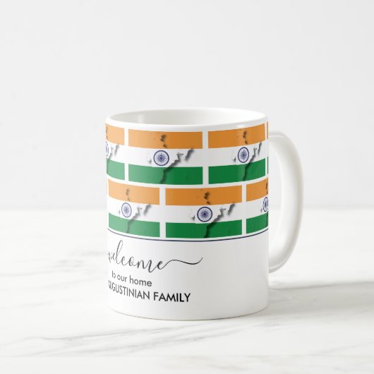Elegant Welkom INDIA FLAG Coffee Mok (Voorkant rechts)