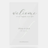 Elegant welkom kalligrafie bruiloft acryl bord (Voorkant)
