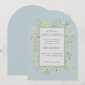 Elegant welkom Little Wildflower Baby shower Kaart (Voorkant / Achterkant)