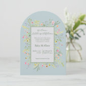 Elegant welkom Little Wildflower Baby shower Kaart (Staand voorkant)