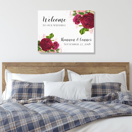 Elegant Welkom op onze bruiloft Canvas (Insitu (Slaapkamer))