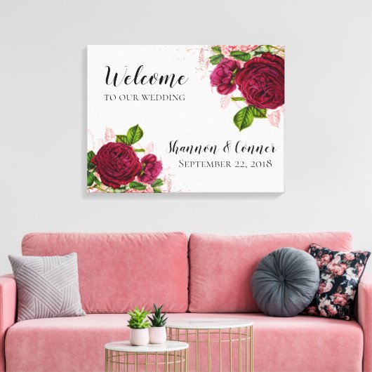 Elegant Welkom op onze bruiloft Canvas Afdruk (Insitu (Woonkamer))