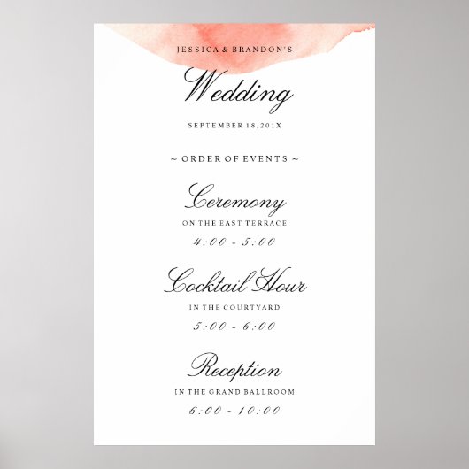 Elegant Welkome Wedding Orde van Gebeurtenissen On Poster (Voorkant)