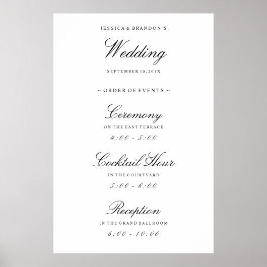 Elegant Welkome Wedding Orde van Gebeurtenissen On Poster (Voorkant)