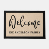 Elegant welkomstnaam neutraal zwarte grens deurmat (Voorkant)