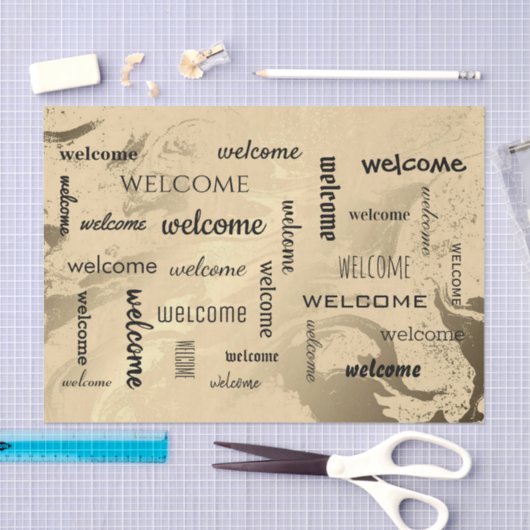 Elegant welkomstpatroon zwart-wit en goud tissuepapier (Craft)