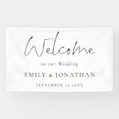 Elegant welkomstscript trouwnamen Datum Spandoek (Horizontaal)