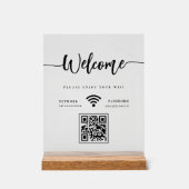 Elegant welkomstscript WIFI QR Code Frosted Acryl Bord (Voorkant)