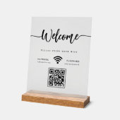 Elegant welkomstscript WIFI QR Code Frosted Acryl Bord (Hoek)