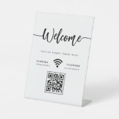 Elegant welkomstscript WIFI QR-code Reclamebord Met Voetstuk (Voorkant)