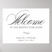 Elegant welkomstzwarte kalligrafie | Chic Wedding Poster (Voorkant)