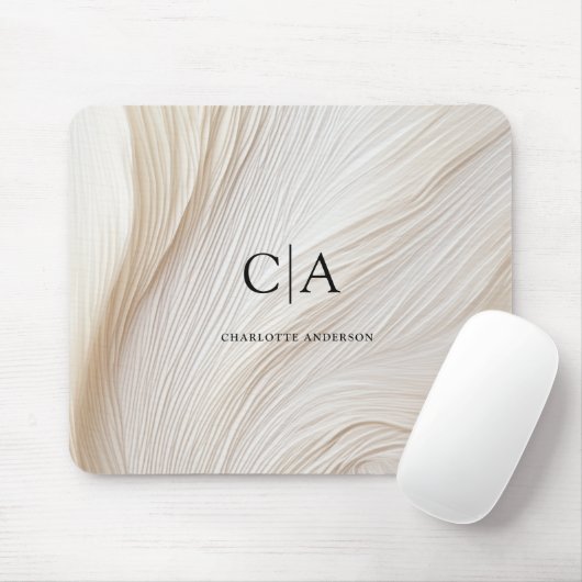 Elegant, Wellen, Monogramm Muismat (Met muis)