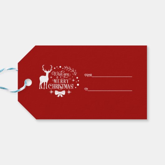 Elegant Wens je een VROLIJK KERSTmonogram Cadeaulabel (Achterkant Horizontaal)