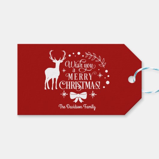 Elegant Wens je een VROLIJK KERSTmonogram Cadeaulabel (Voorkant (Horizontaal))