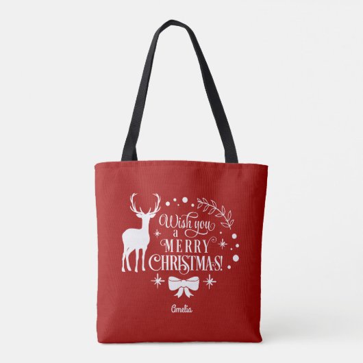 Elegant Wens je een VROLIJK KERSTmonogram Tote Bag (Achterkant)