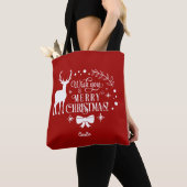 Elegant Wens je een VROLIJK KERSTmonogram Tote Bag (Dichtbij)
