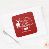 Elegant Wens je een VROLIJK KERSTmonogram Vierkante Sticker (Envelop)
