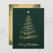 Elegant Wenskaart met gouden kerstbomen Feestdagenkaart (Voorkant / Achterkant)