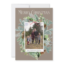 Elegant Wenskaart met kerstgrenery voor foto's