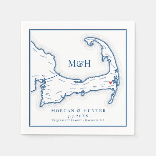 Elegant Wequassett Resort Bruiloft Servet (Voorkant)