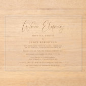 Elegant We're Eloping Gold Wedding Receptie Acryl Uitnodigingen (Voorkant)