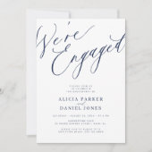 Elegant We're Engaged marine wit verlovingsfeest Kaart (Voorkant)