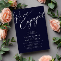 Elegant We're Engaged navy verlovingsfeest