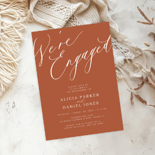 Elegant We're Engaged terracotta verlovingsfeest Kaart