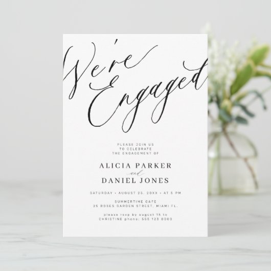 Elegant We're Engaged verlovingsfeest Kaart (Staand voorkant)