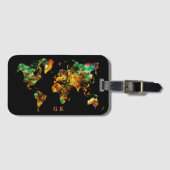 Elegant Wereldkaart Waterverf Monogram schilderen Bagagelabel (Voorkant (horizontaal))