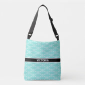 Elegant wervelvectorpatroon op turquoise crossbody tas (Voorkant)