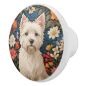 Elegant West Highland Terrier Colorful Floral Keramische Knop (Rechts)
