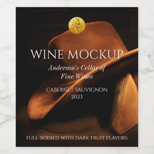 Elegant Western Cowboy Custom Wine Labels Wijn Etiket (Enkel label)