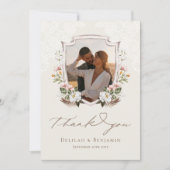 Elegant Western Cowboy Floral Crest Fotoscript Bedankkaart (Voorkant)