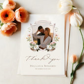 Elegant Western Cowboy Floral Crest Fotoscript Bedankkaart