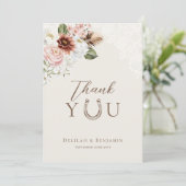 Elegant Western Cowboy Floral Crest Script Bedankkaart (Staand voorkant)