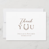 Elegant Western Rustic Wedding Horseshoe Monogram Bedankkaart (Voorkant)