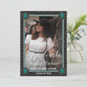 Elegant Western zwart lederen foto Afstuderen Kaart (Staand voorkant)