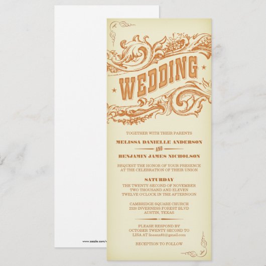 Elegant Westerne bruiloft Uitnodigingen (Voorkant / Achterkant)