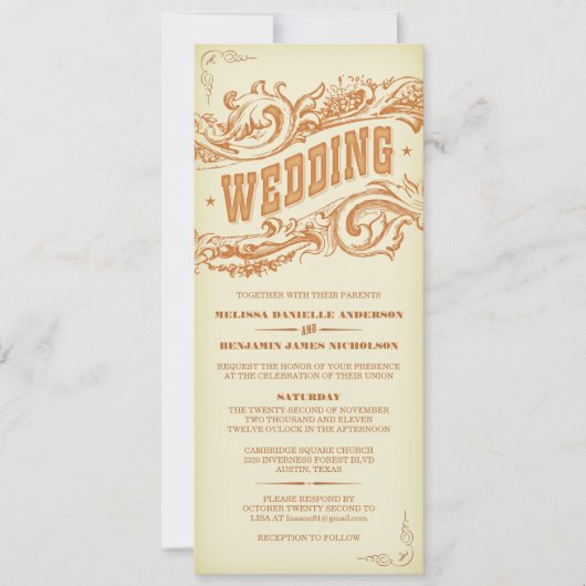 Elegant Westerne bruiloft Uitnodigingen (Voorkant)