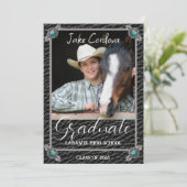 Elegant Westerne Stijl Lederen Foto Afstuderen Inv Kaart (Staand voorkant)