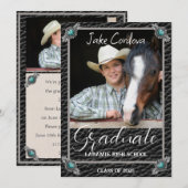 Elegant Westerne Stijl Lederen Foto Afstuderen Inv Kaart (Voorkant / Achterkant)